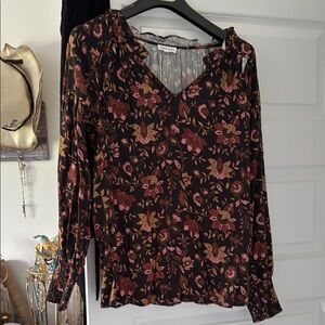 Tribal Black and Pink Ruffled Blouse